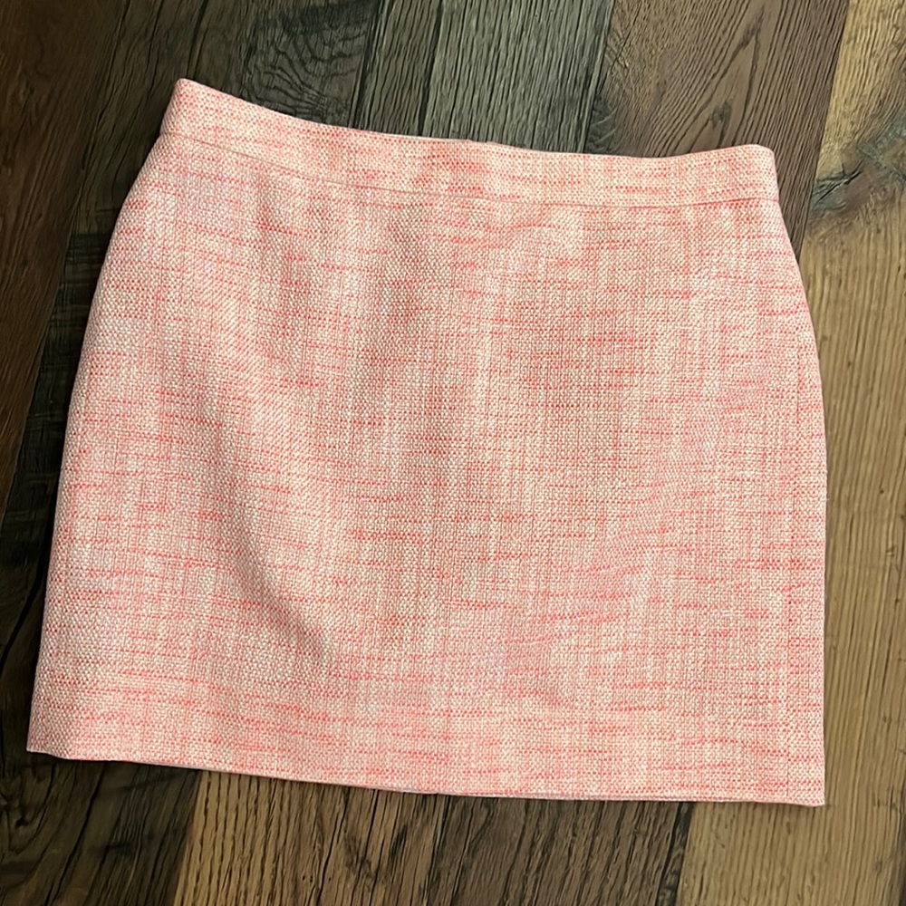 J. Crew Coral Shimmer Tweed Mini Pencil Skirt